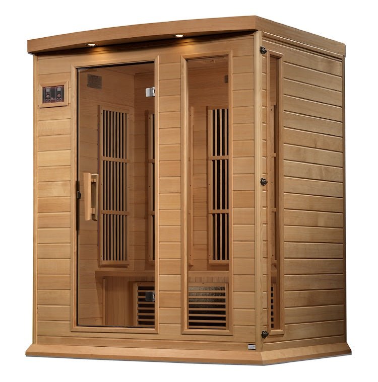 Maxxus 3-Person Near Zero EMF FAR Infrared Sauna - glass door with handle