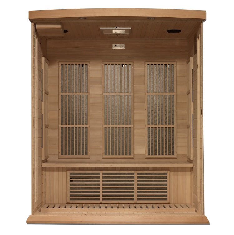 Maxxus 3-Person Near Zero EMF FAR Infrared Sauna - wood panelling 