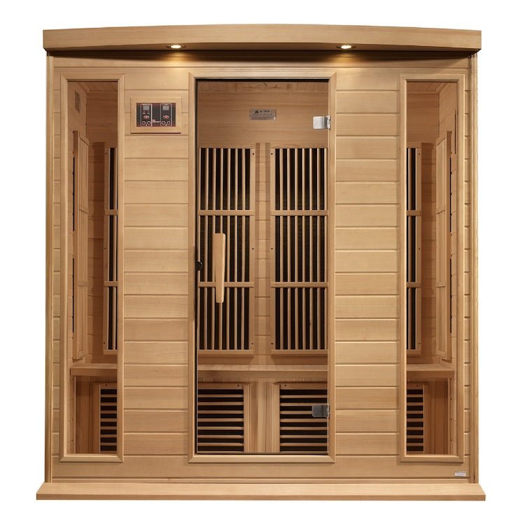 Maxxus 4-Person Near Zero EMF FAR Infrared Sauna - double paneled wooden walls