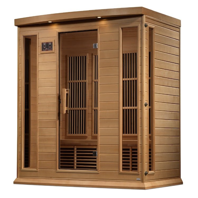 Maxxus 4-Person Near Zero EMF FAR Infrared Sauna - glass door with wooden handle