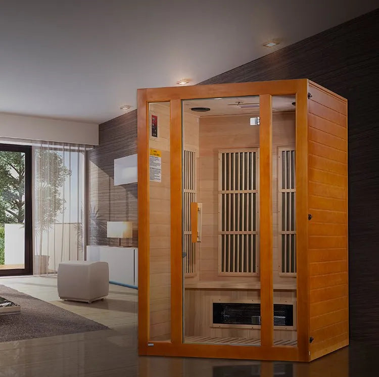 Maxxus Aspen 2-Person Low EMF FAR Infrared Sauna - indoor in the living room area
