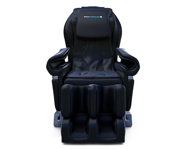 Medical Breakthrough 5 - a black massage chair with blue text