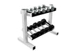 Miniature 2 tier, 5 pair Dumbbell Rack - with dumbbells on it