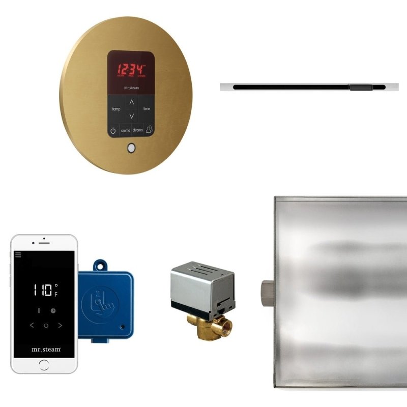 Mr. Steam Butler Linear Steam Shower Control Package with iTempoPlus Control and Linear SteamHead Round - Finish: Brushed Bronze, Glass Black, Brushed Nickel, Matte Black, Oil Rubbed Bronze, Polished Brass, Polished Chrome, Polished Nickel, Custom Plated/