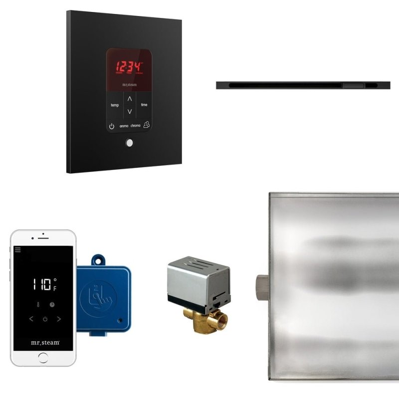 Mr. Steam Butler Linear Steam Shower Control Package with iTempoPlus Control and Linear SteamHead Square - Finish: Brushed Bronze, Glass Black, Brushed Nickel, Matte Black, Oil Rubbed Bronze, Polished Brass, Polished Chrome, Polished Nickel, Custom Plated