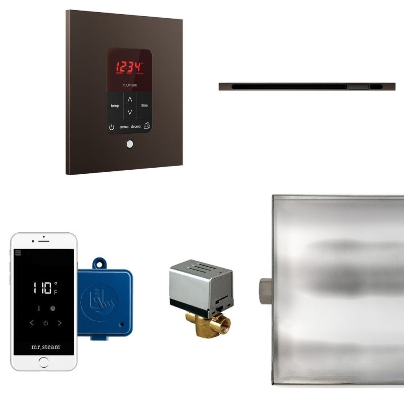 Mr. Steam Butler Linear Steam Shower Control Package with iTempoPlus Control and Linear SteamHead Square - Finish: Brushed Bronze, Glass Black, Brushed Nickel, Matte Black, Oil Rubbed Bronze, Polished Brass, Polished Chrome, Polished Nickel, Custom Plated