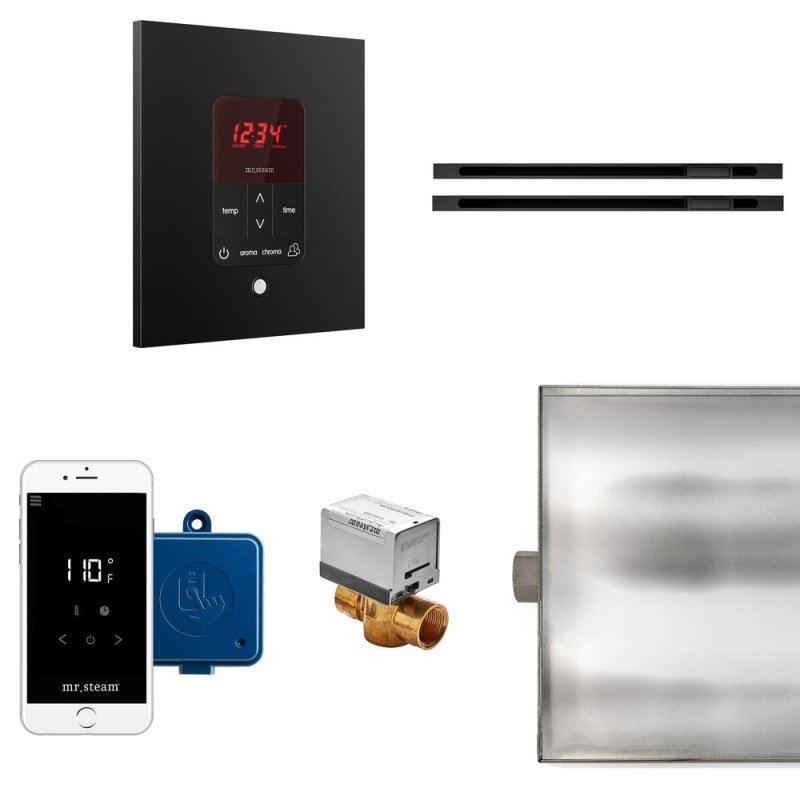 Mr. Steam Butler Max Linear Steam Shower Control Package with iTempoPlus Control and Linear SteamHead Square - Finish: Brushed Bronze, Glass Black, Brushed Nickel, Matte Black, Oil Rubbed Bronze, Polished Brass, Polished Chrome, Polished Nickel, Custom Pl