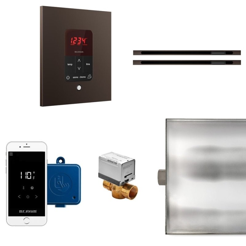 Mr. Steam Butler Max Linear Steam Shower Control Package with iTempoPlus Control and Linear SteamHead Square - Finish: Brushed Bronze, Glass Black, Brushed Nickel, Matte Black, Oil Rubbed Bronze, Polished Brass, Polished Chrome, Polished Nickel, Custom Pl