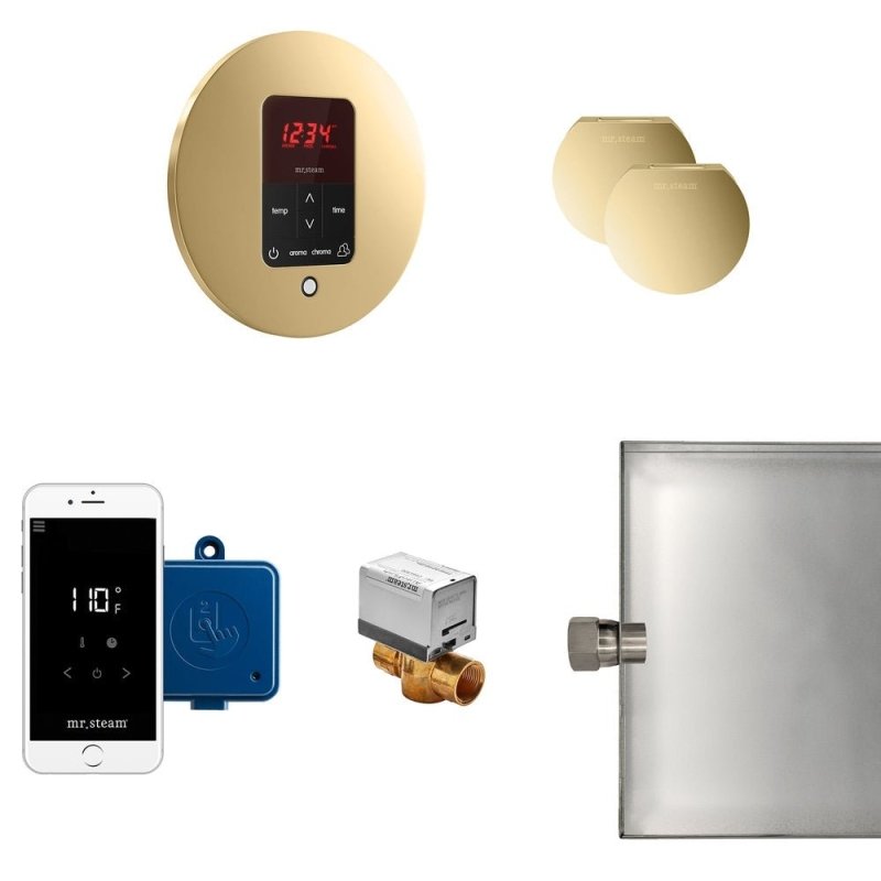 Mr. Steam Butler Max Steam Shower Control Package with iTempoPlus Control and Aroma Designer SteamHead Round - Finish: Brushed Bronze, Glass Black, Brushed Nickel, Matte Black, Oil Rubbed Bronze, Polished Brass, Polished Chrome, Polished Nickel, Custom Pl