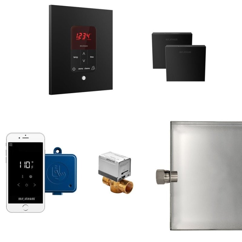 Mr. Steam Butler Max Steam Shower Control Package with iTempoPlus Control and Aroma Designer SteamHead Square - Finish: Brushed Bronze, Glass Black, Brushed Nickel, Matte Black, Oil Rubbed Bronze, Polished Brass, Polished Chrome, Polished Nickel, Custom P