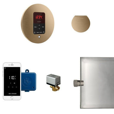 Mr. Steam Butler Steam Shower Control Package with iTempoPlus Control and Aroma Designer SteamHead Round - Finish: Brushed Bronze, Glass Black, Brushed Nickel, Matte Black, Oil Rubbed Bronze, Polished Brass, Polished Chrome, Polished Nickel, Custom Plated