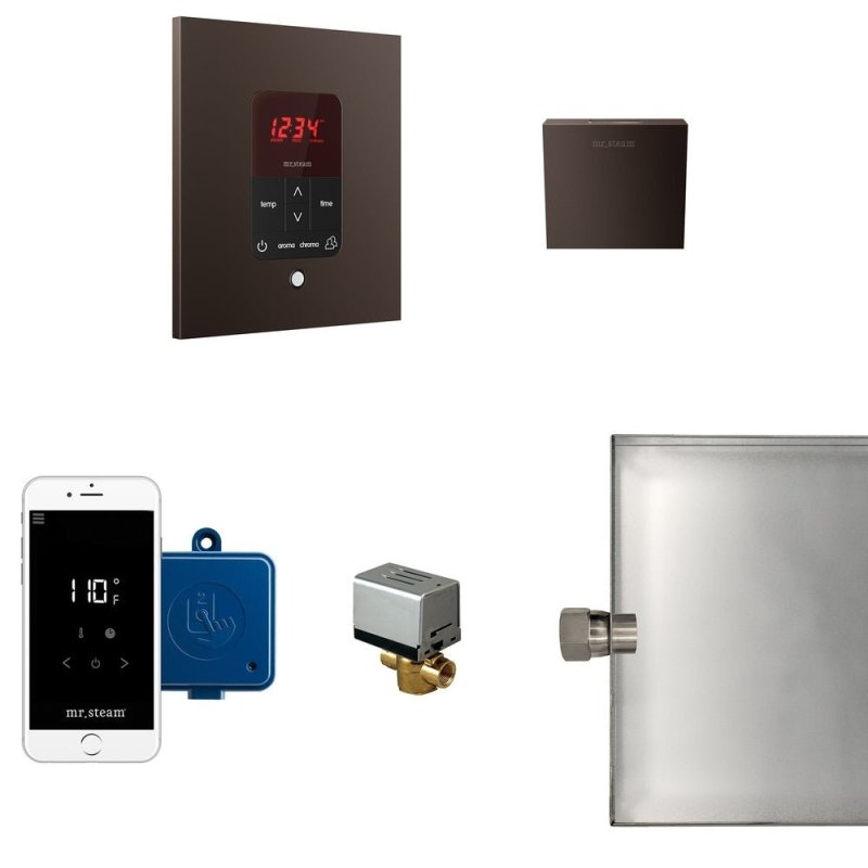 Mr. Steam Butler Steam Shower Control Package with iTempoPlus Control and Aroma Designer SteamHead Square - Finish: Brushed Bronze, Glass Black, Brushed Nickel, Matte Black, Oil Rubbed Bronze, Polished Brass, Polished Chrome, Polished Nickel, Custom Plate