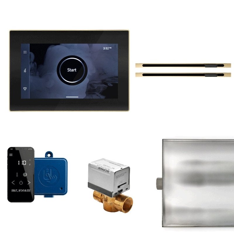 Mr. Steam XButler Max Linear Steam Shower Control Package with iSteamX Control and Linear SteamHead - Finish: Black Polished Brass Set Inclusions