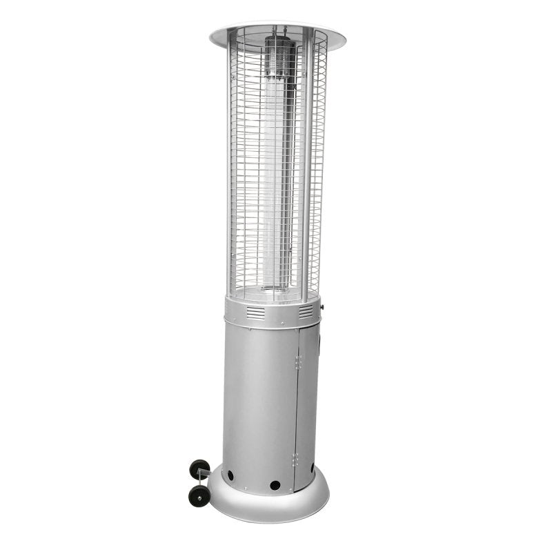 Outdoor Patio Cylinder Propane Space Heater with Adjustable Thermostat - Silver -