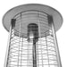 Outdoor Patio Cylinder Propane Space Heater in Silver color showing top part up close 