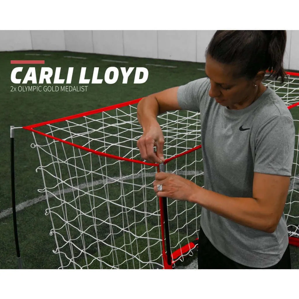 Powernet Soccer Goal 6ft x 4ft Portable Bow Style Net S022 - Carli Lloyd setting up the net 