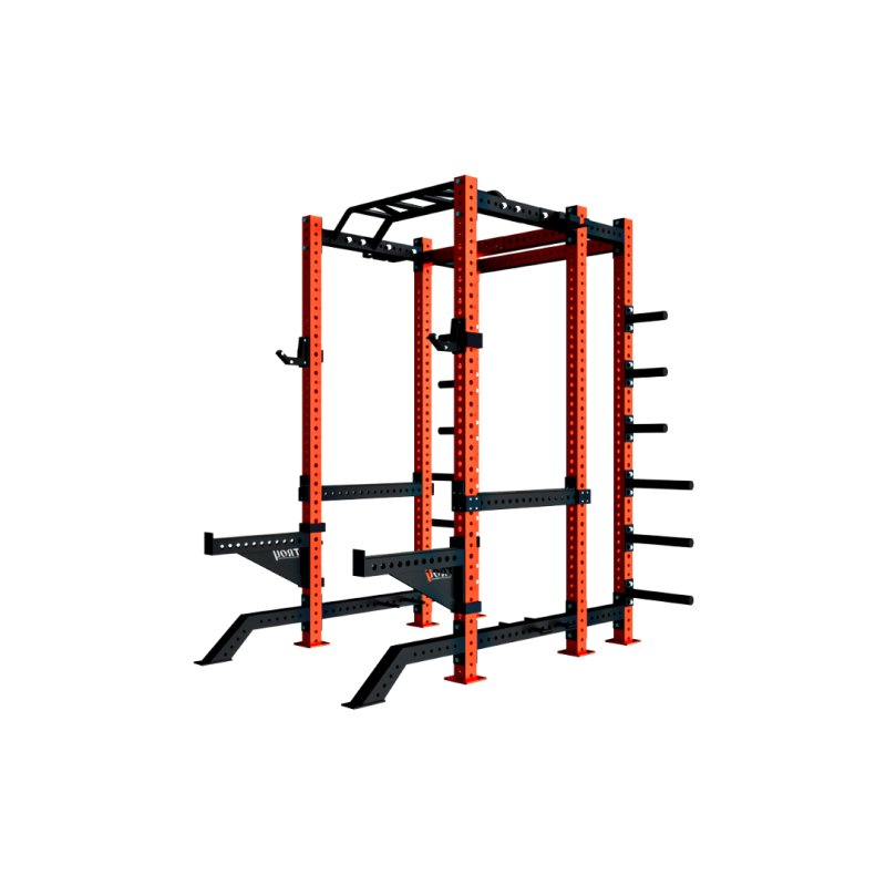 Power Rack - Side view of red and black rack