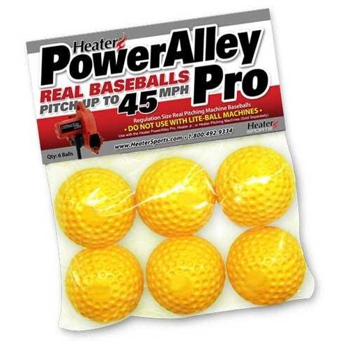 PowerAlley Pro Yellow Dimpled Pitching Machine Balls - 6 Pack