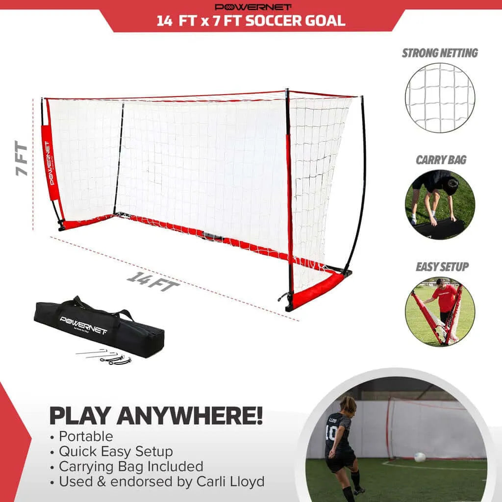 Powernet 14x7 Portable Framed Soccer Goal S005 - parts and measurements illustration 