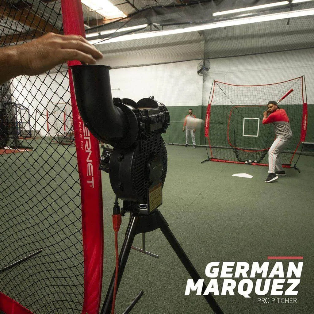 Powernet Launch F-lite Baseball and Softball Pitching Machine 1194 - German Marquez using the machine 