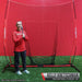 Powernet 8x8 XLP PRO Net 1026 - Kelly Kretschman holding a softball bat beside the net