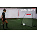 Powernet Rebounder Training Net 1125 - A female soccer player stands beside a small goal