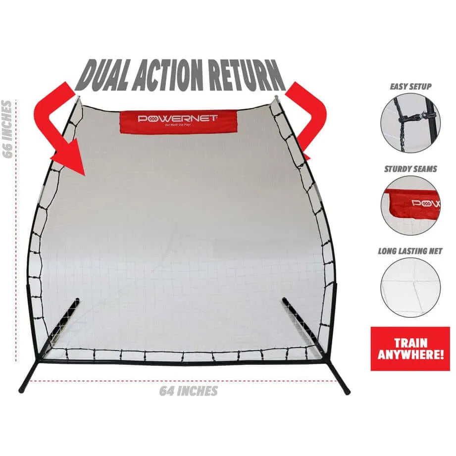 Powernet Training Net 6' x 4' Fast Pass Rebounder Trainer Soccer Bundle - Dual action return
