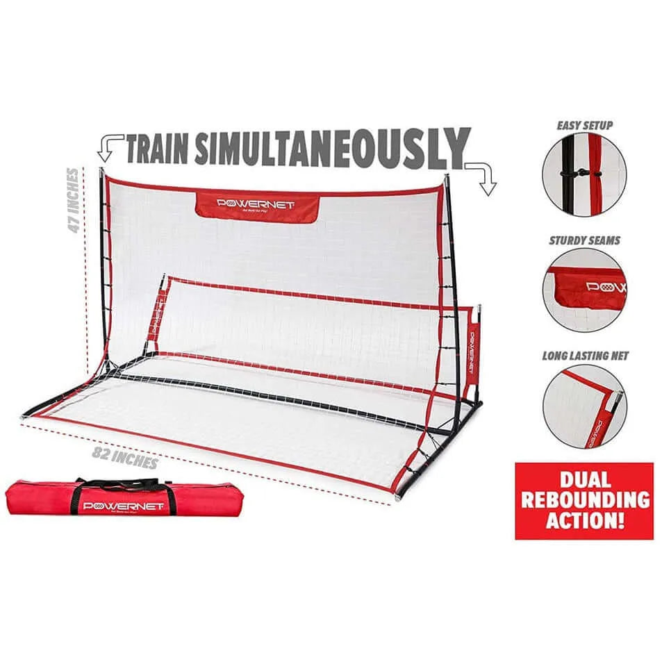 Powernet Training Net 6' x 4' Fast Pass Rebounder Trainer Soccer Bundle - Dimensions