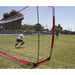 Side view of Powernet Soccer Goal Regulation Size 24x8 Net S007 in an open field with two girls playing soccer