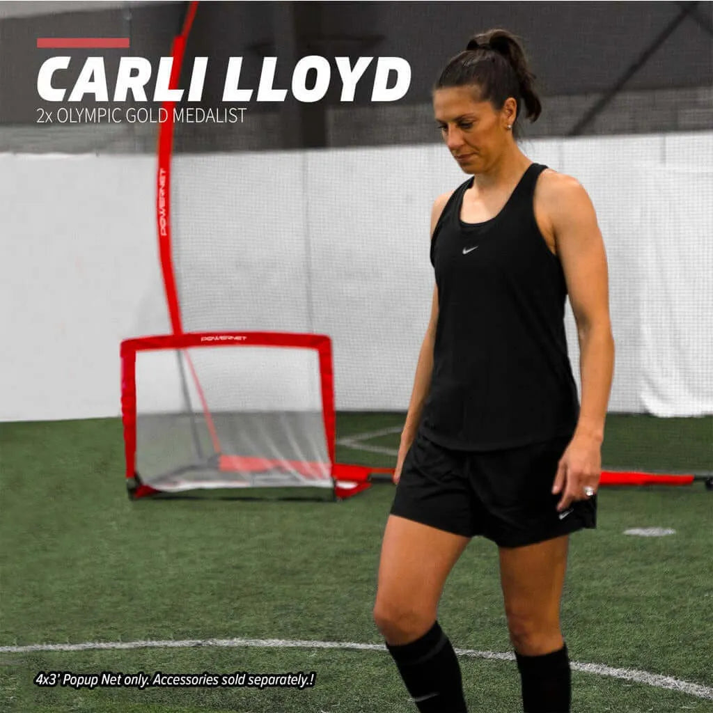 Powernet Soccer Popup Net Portable Goal 4'x3' (PAIR) S004 - Carli Lloyd with the portable net goal