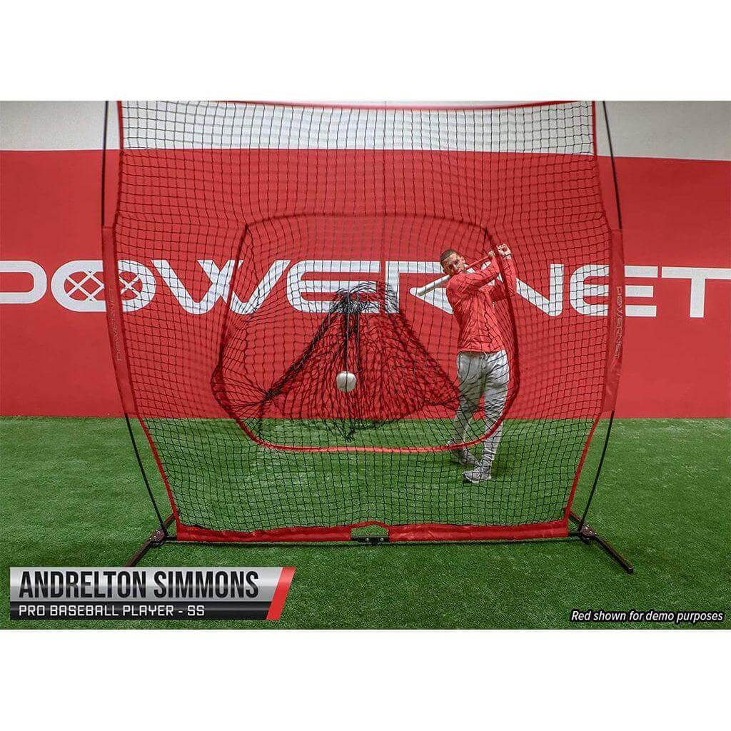 Powernet 8x8 XLP PRO Net 1026 - A player in red uniform batting