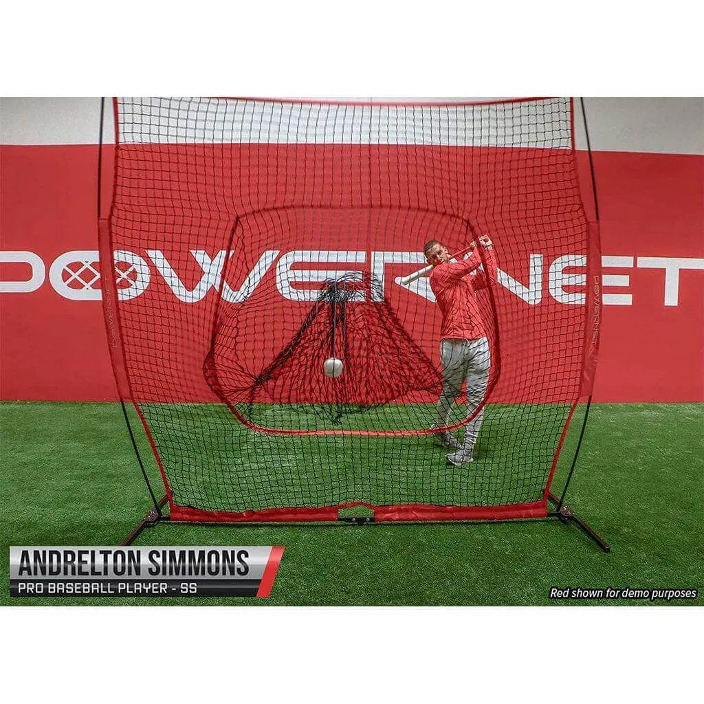 Powernet 8x8 XLP PRO Net 1026 - A player in red uniform batting