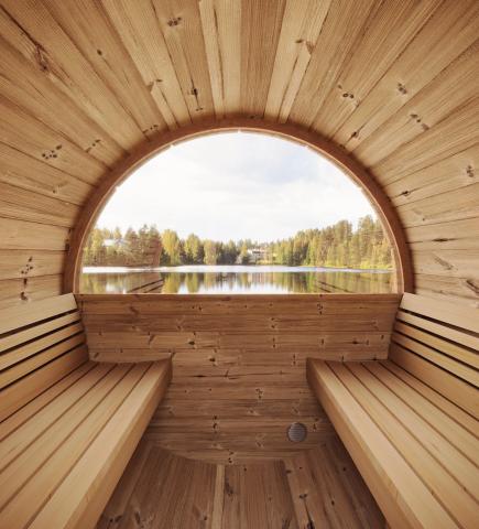 SaunaLife Model E7W Sauna Barrel-Window - view from inside the sauna