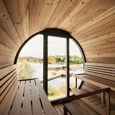 SaunaLife Model EE8G Sauna Barrel - view from inside the sauna