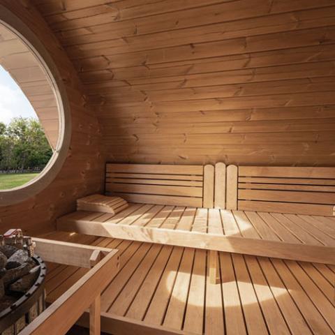 SaunaLife Model G11 - a wooden bench inside a sauna