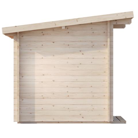 SaunaLife Model G4 Outdoor Home Sauna Kit - a wooden sauna with a roof