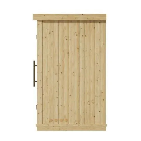 SaunaLife Model X6 Indoor Home Sauna - Side view of wooden sauna