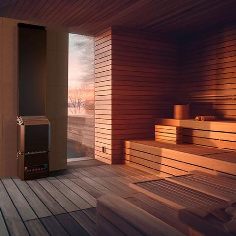 Saunum AIR 10 Air Series, 9.6kW Sauna Heater w/Climate Equalizer - sauna room 