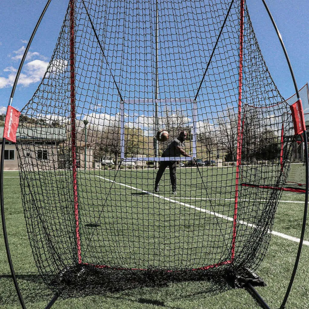 Powernet Sideline Trainer 7 x 4 FT Football Kicking Net 1198 - man throwing a ball 