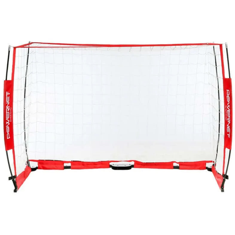 Powernet Soccer Goal 6ft x 4ft Portable Bow Style Net S022 - front view and close up 