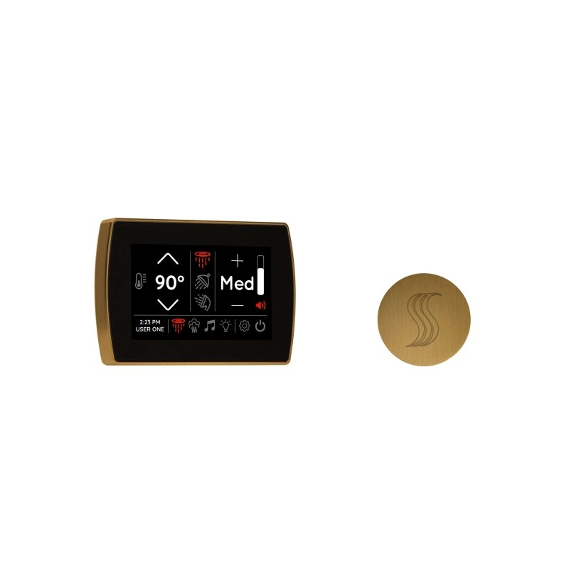 Thermasol Signatouch Control and Steam Head Kit Round | STCM-SVRD - antique brass finish