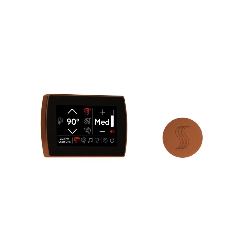 Thermasol Signatouch Control and Steam Head Kit Round | STCM-SVRD - antique copper finish