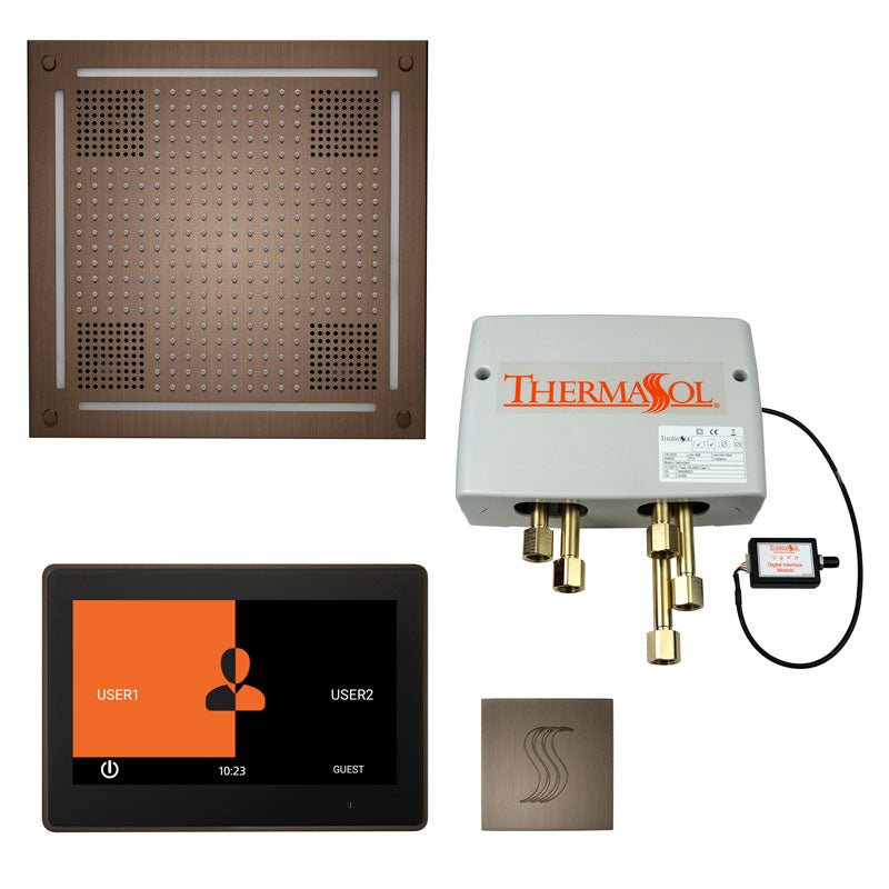 ThermaSol Total Wellness Hydrovive Package with 10" ThermaTouch  Square | TWPH10US - antique nickel finish