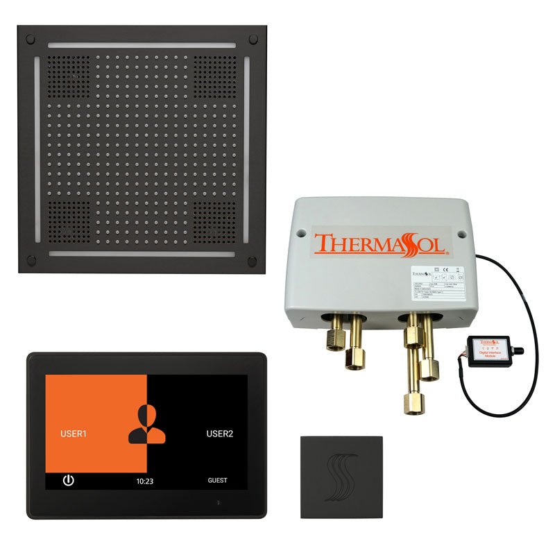 ThermaSol Total Wellness Hydrovive Package with 10" ThermaTouch  Square | TWPH10US - black finish