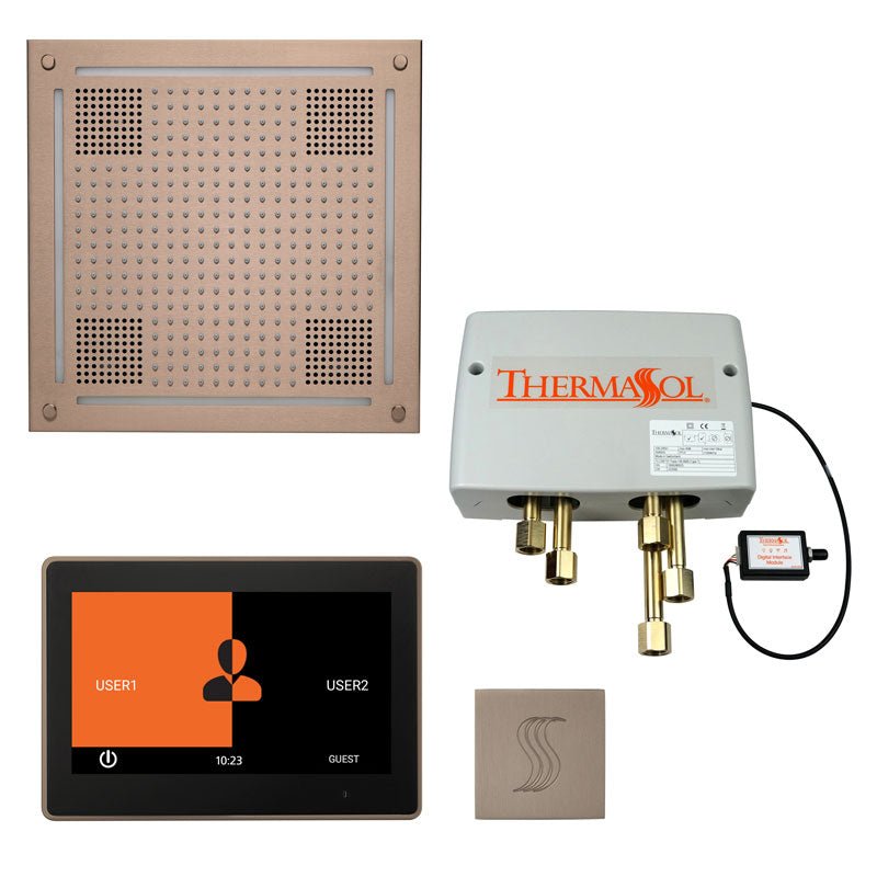 ThermaSol Total Wellness Hydrovive Package with 10" ThermaTouch  Square | TWPH10US - satin nickel finish