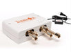 ThermaSol Total Wellness Hydrovive Package with 7" ThermaTouch and Square | TWPH7S - a white box with copper pipes