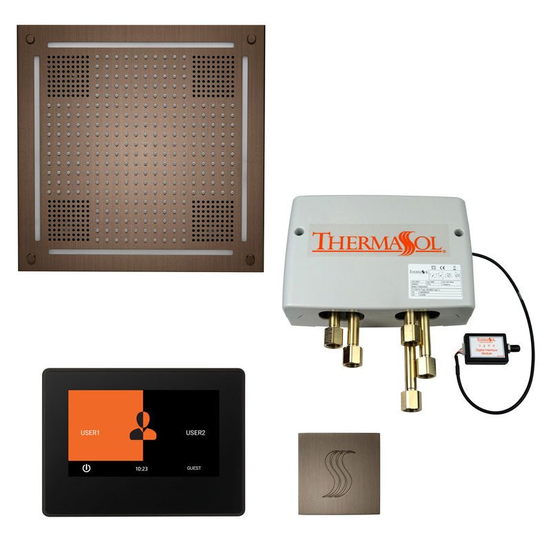 ThermaSol Total Wellness Hydrovive Package with 7" ThermaTouch and Square | TWPH7S - Finish: Antique Copper