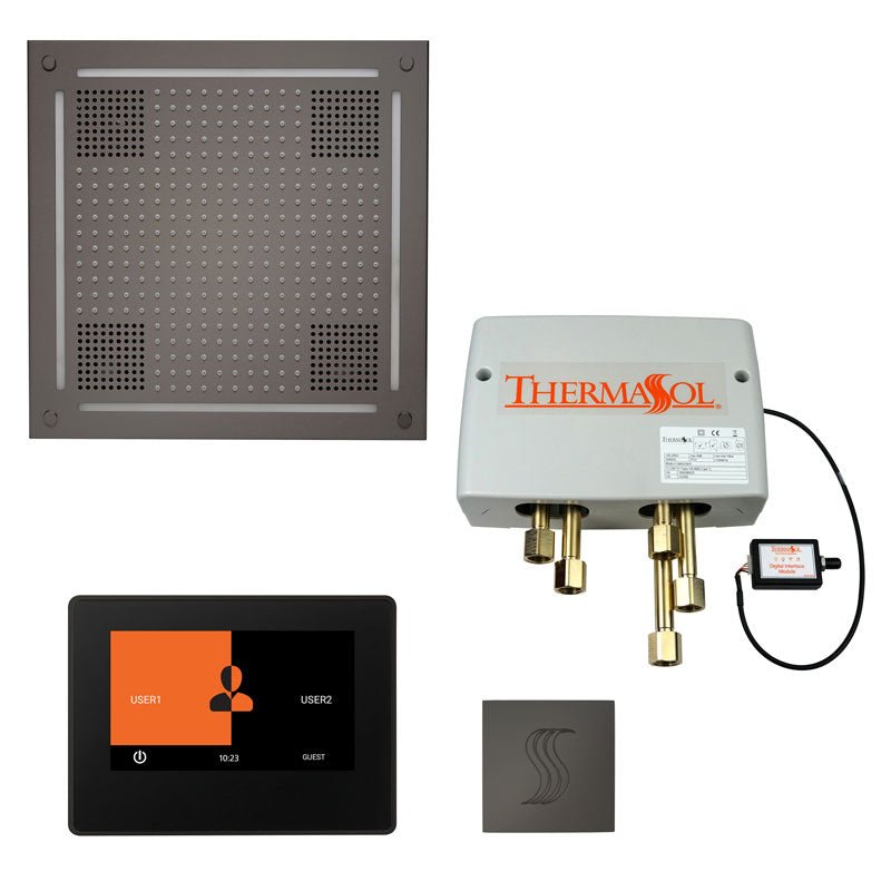 ThermaSol Total Wellness Hydrovive Package with 7" ThermaTouch and Square | TWPH7S - Finish: Black Nickel