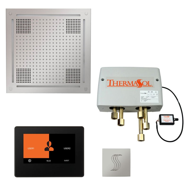 ThermaSol Total Wellness Hydrovive Package with 7" ThermaTouch and Square | TWPH7S - Finish: Polished Chrome