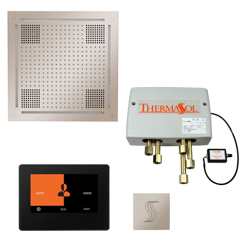 ThermaSol Total Wellness Hydrovive Package with 7" ThermaTouch and Square | TWPH7S - Finish: Polished Nickel